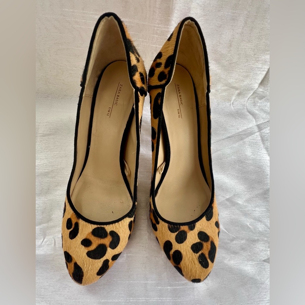ZARA Cheetah Print Calf Hair High Heel Pumps SEXY RETRO PINUP GIRL EU 37 US 7
